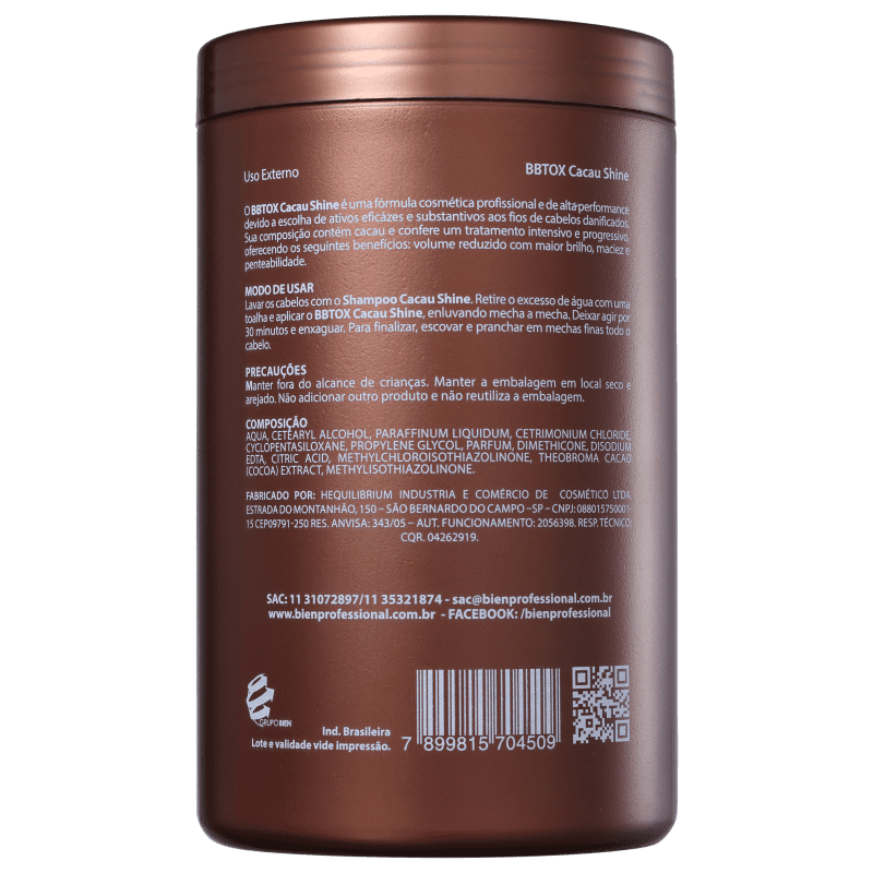 Bien Professional Naturale’s Cacau Shine BBTox - Redutor de Volume 1000g
