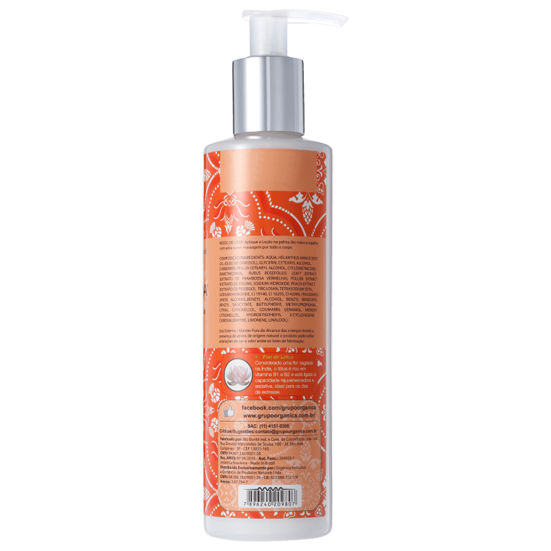Orgânica Puro Vegetal Pêssego e Flor de Lótus - Loção Hidratante Corporal 250ml
