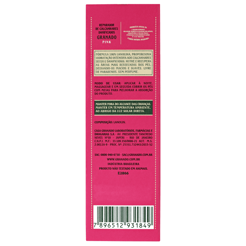 Granado Pink Reparador de Calcanhares Danificados - Creme para os Pés 20g