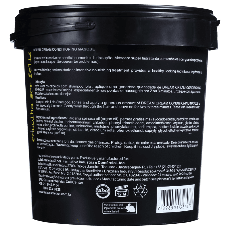 Lola Cosmetics Dream Cream - Máscara de Hidratação 3000g