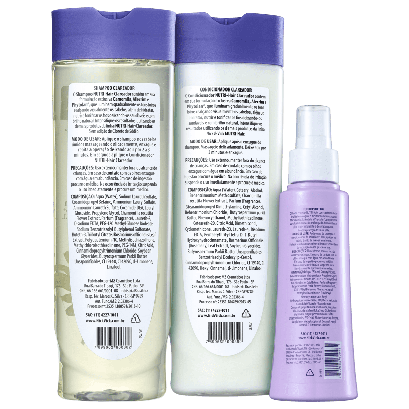Kit Nick & Vick NUTRI-Hair Brilho sem Frizz (3 Produtos)