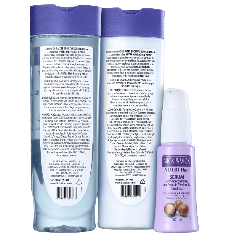 Kit Nick & Vick NUTRI-Hair Equilíbrio e Disciplina (3 Produtos)