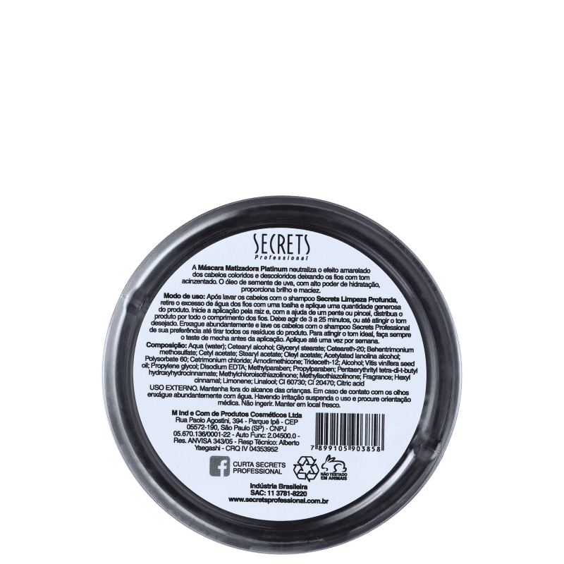 Secrets Professional Matizadores Platinum - Máscara Matizadora 200g