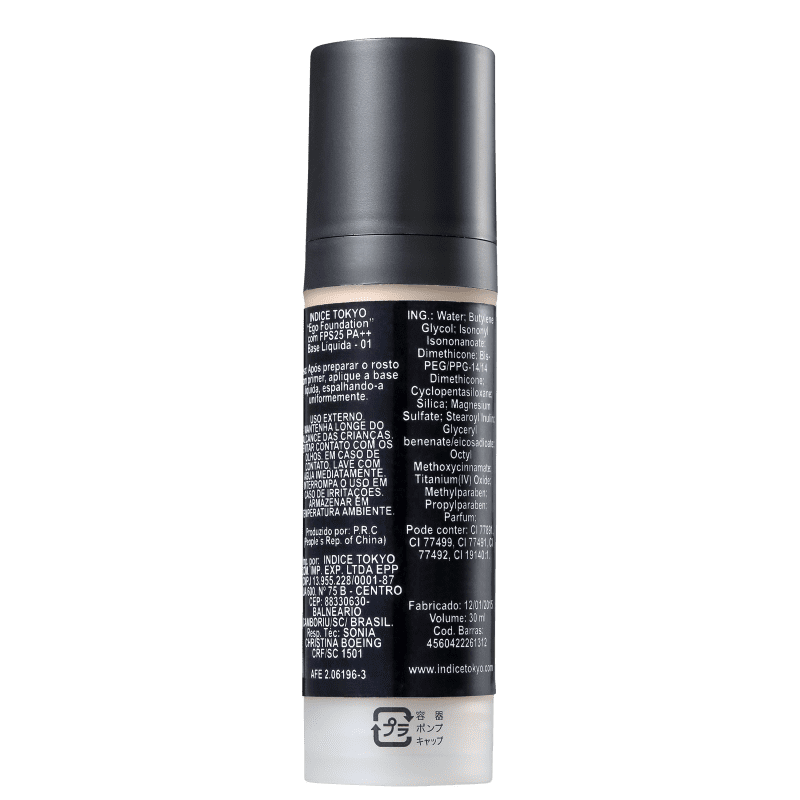 Indice Tokyo Ego FPS 25 01 Light Nude - Base Líquida 30ml
