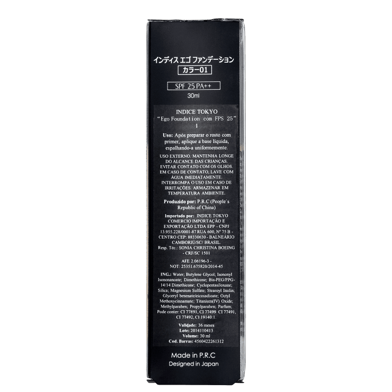 Indice Tokyo Ego FPS 25 01 Light Nude - Base Líquida 30ml