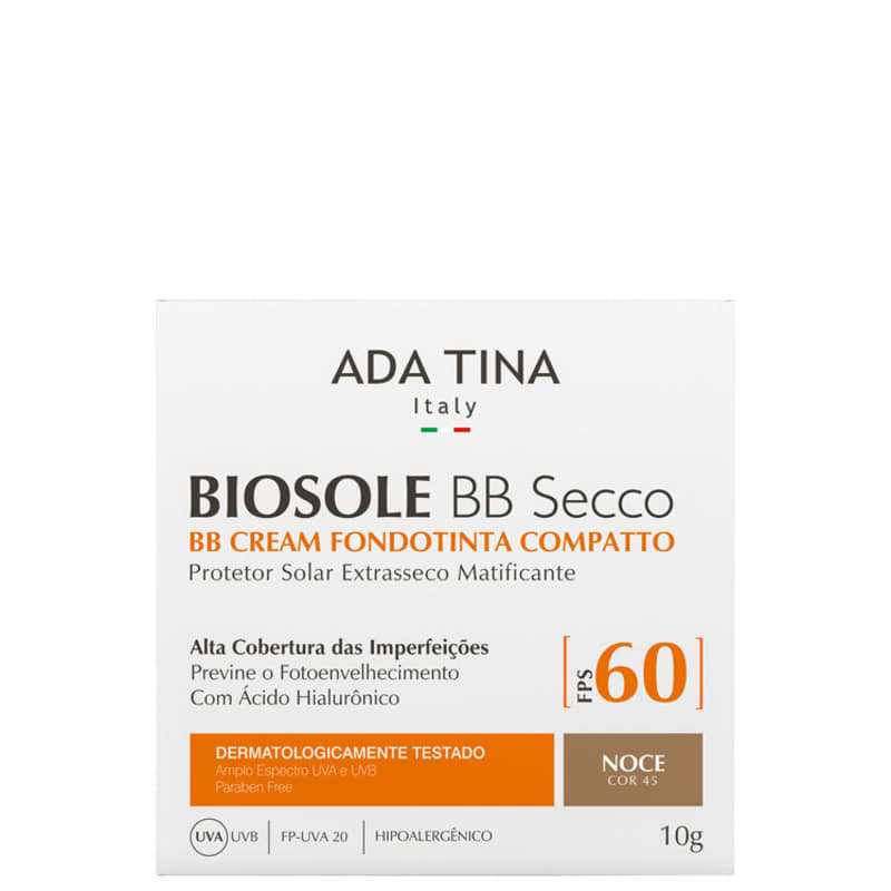 Ada Tina Biosole BB Secco FPS60 Noce - Protetor Solar Facial com Cor 10g