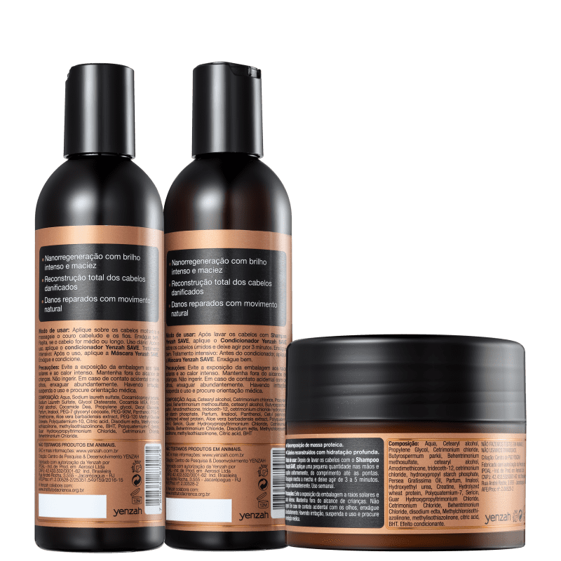 Kit Yenzah Save Reconstrução Capilar Basic (3 Produtos)