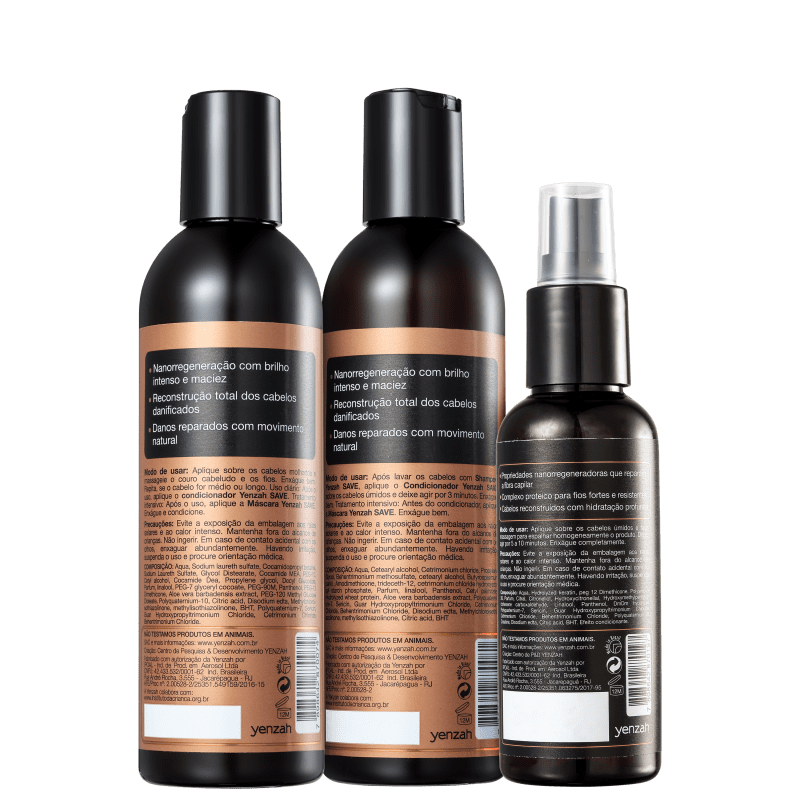 Kit Yenzah Save Reconstrução Capilar Rescue (3 Produtos)