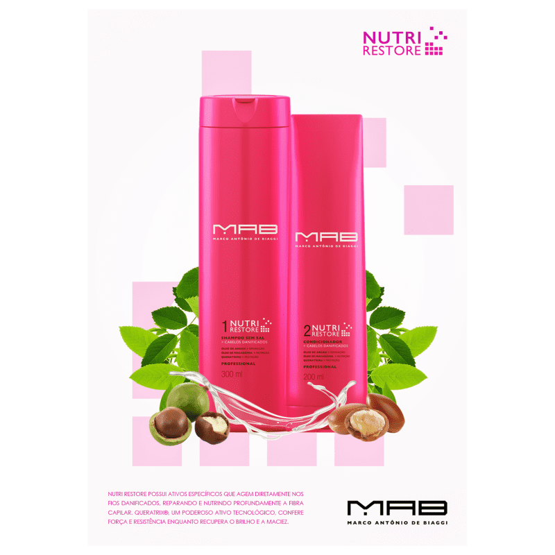 MAB Marco Antônio de Biaggi Nutri Restore - Shampoo sem Sal 300ml