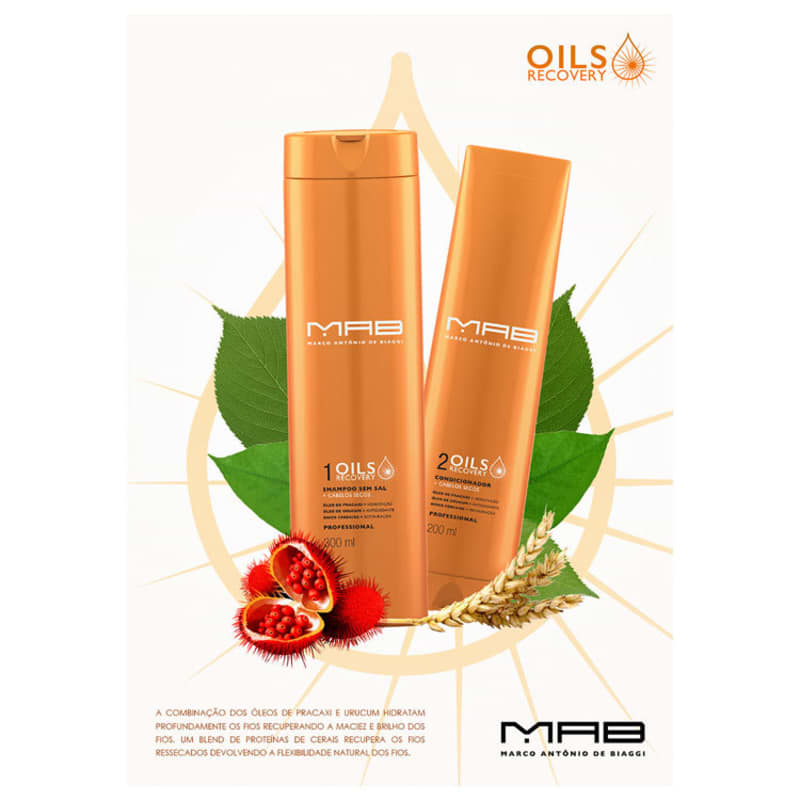 Kit MAB Marco Antônio de Biaggi Oils Recovery Hidratação e Reparação (3 Produtos)