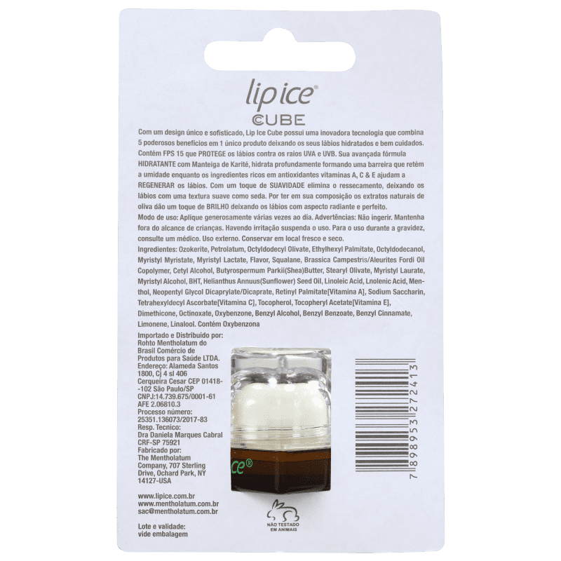 Lip Ice Cube Chocolate com Menta FPS 15 - Protetor Labial 6,5g