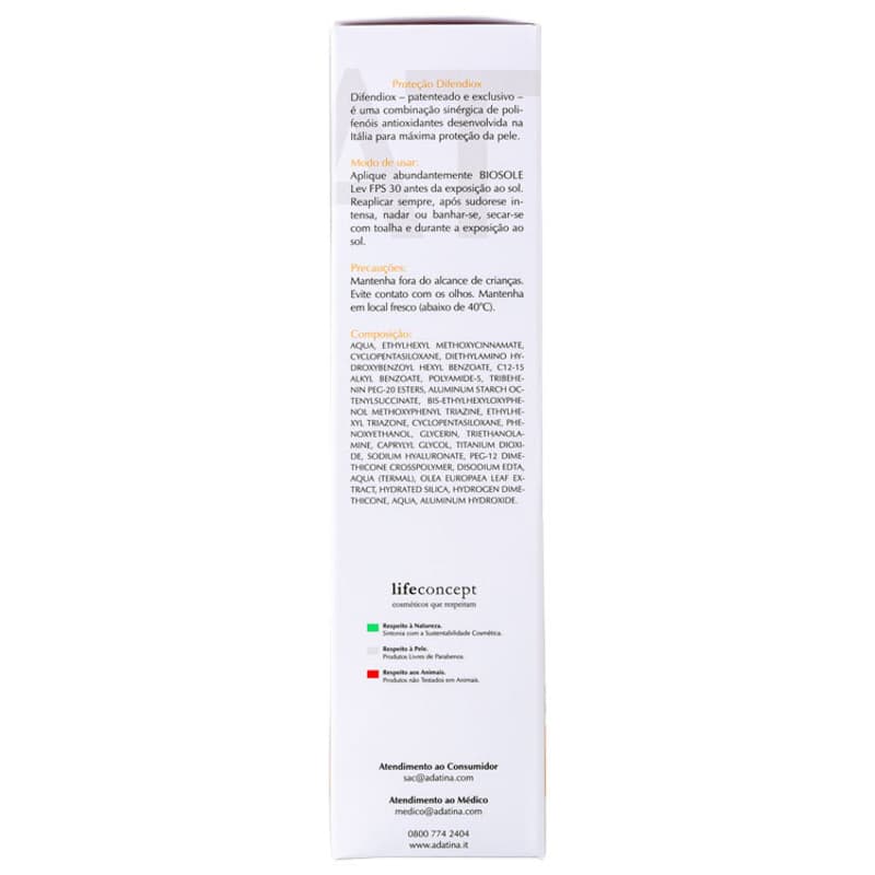 Ada Tina Biosole Lev FPS 30 - Protetor Solar Facial 40ml
