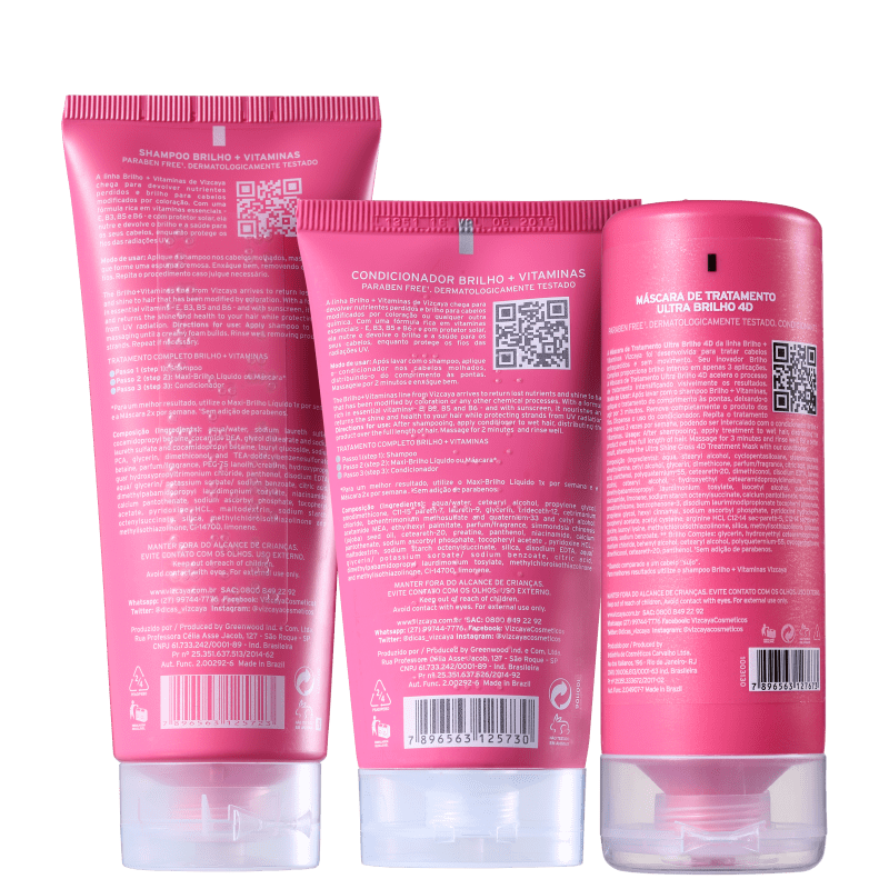 Kit Vizcaya Brilho e Vitaminas Trio (3 Produtos)