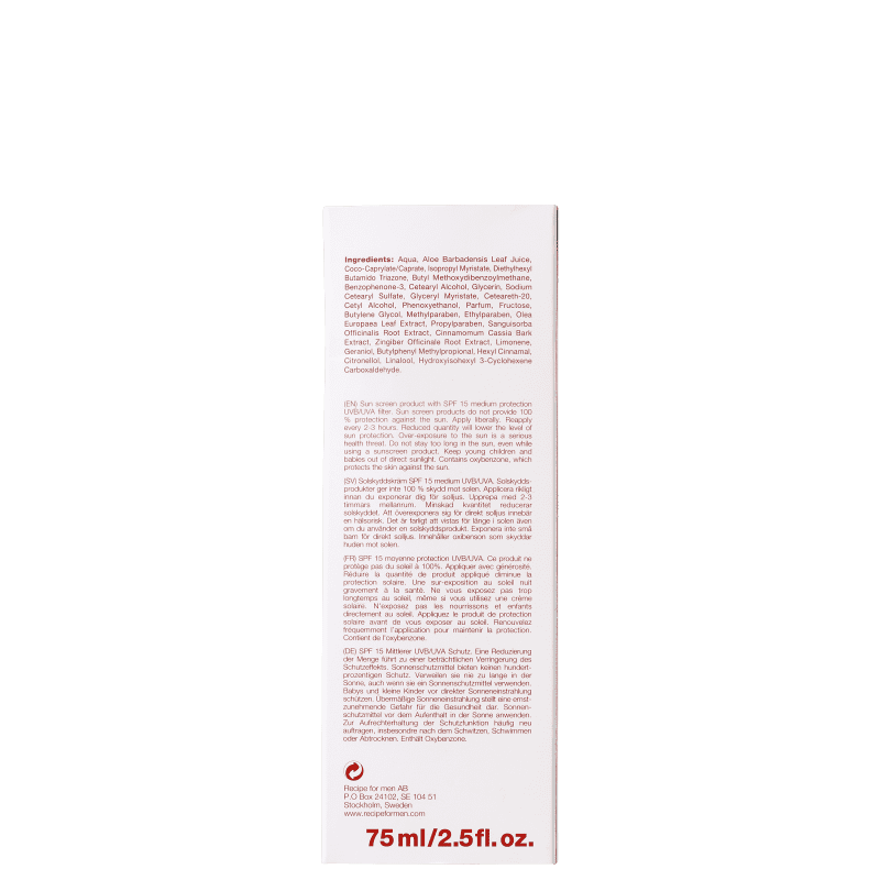 Recipe for Men FPS 15 - Hidratante Facial 75ml