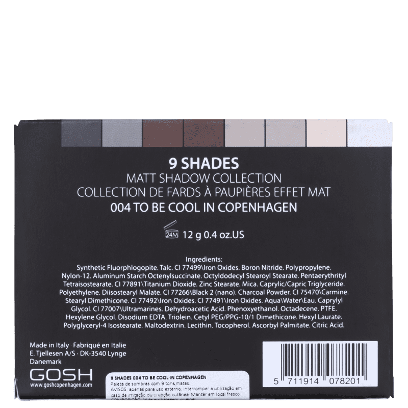 GOSH 9 Shades 004 To Be Cool In Copenhagen - Paleta de Sombras 10g