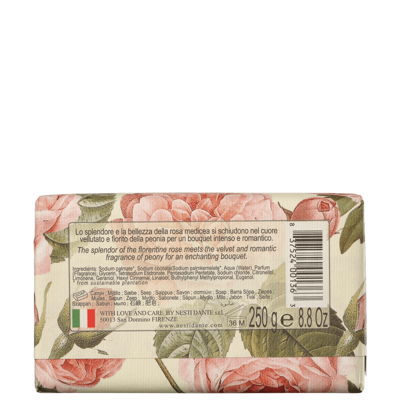 Nesti Dante Romantica Rosas Fiorentinas e Peônia - Sabonete em Barra 250g