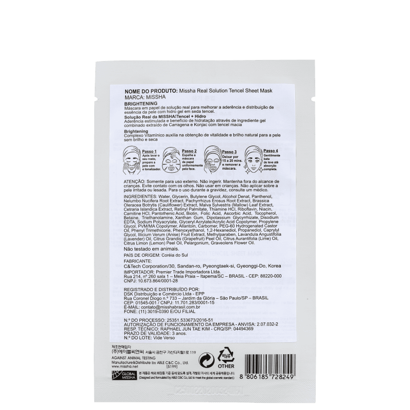 Missha Real Solution Brightening - Máscara Iluminadora 25g