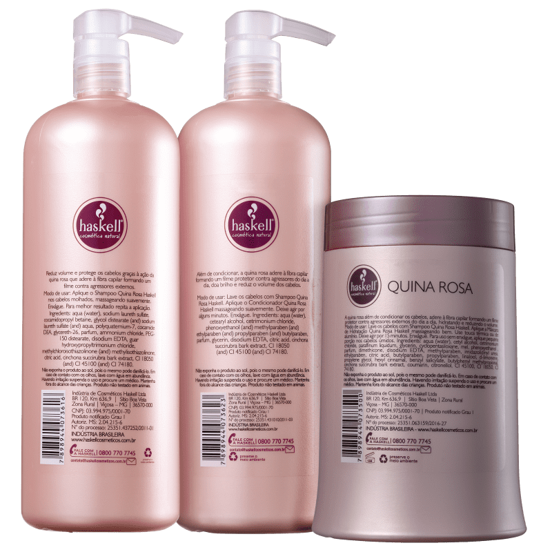 Kit Haskell Quina Rosa Tratamento Profissional (3 Produtos)