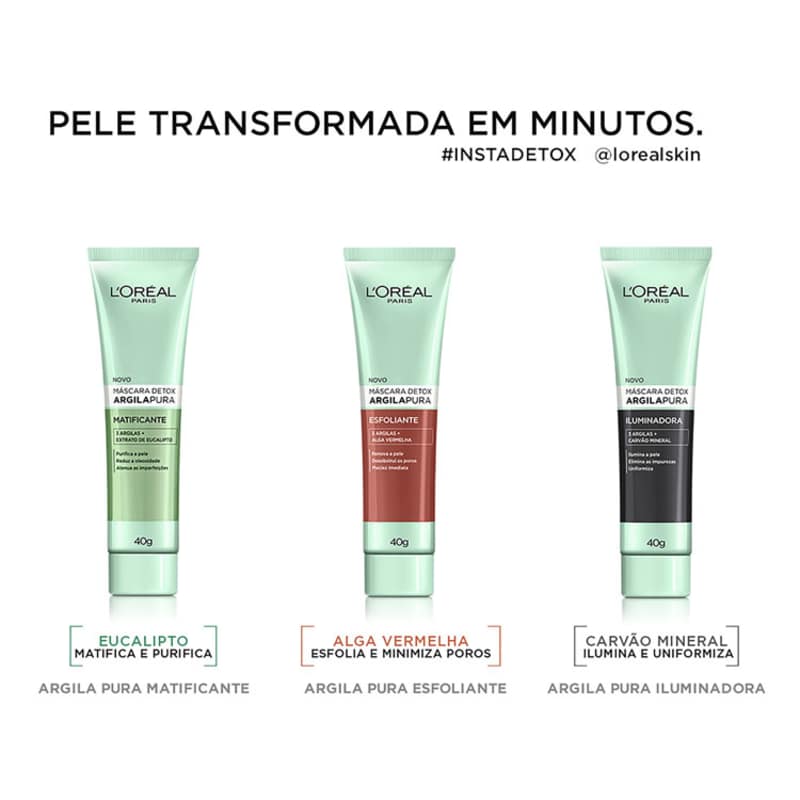 L'Oréal Paris Detox Argila Pura - Máscara Matificante 40g