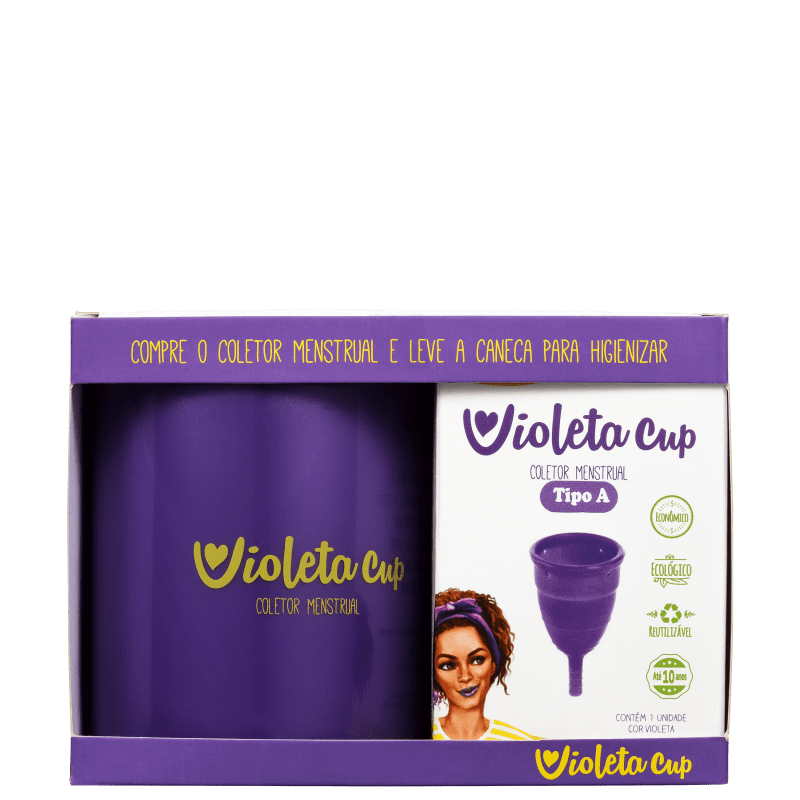 Kit Violeta Cup Violeta Tipo A (+30 anos ou com filhos) - Coletor Menstrual + Higienizador de Coletor