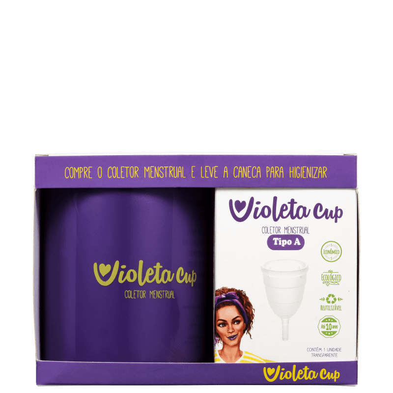 Kit Violeta Cup Transparente Tipo A (+30 anos ou com filhos) - Coletor Menstrual + Higienizador de Coletor