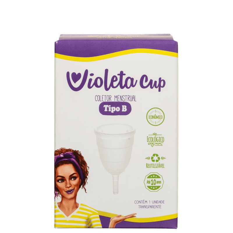 Kit Violeta Cup Transparente Tipo B (-30 anos ou sem filhos) - Coletor Menstrual + Higienizador de Coletor
