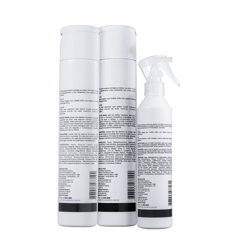 Kit Acquaflora Antioxidante Normais ou Mistos Leave-In (3 Produtos)