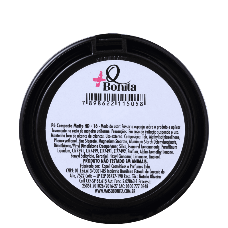 Mais Q Bonita 16 - Pó Compacto Matte 11g