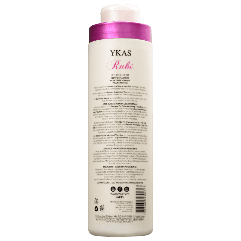 YKAS Liss Treatment Rubi Step 2 - Redutor de Volume 1000ml