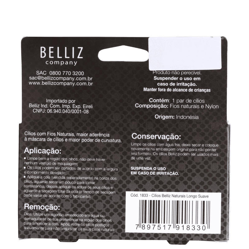 Belliz Fio Natural Volume Suave 1833 - Cílios Postiços