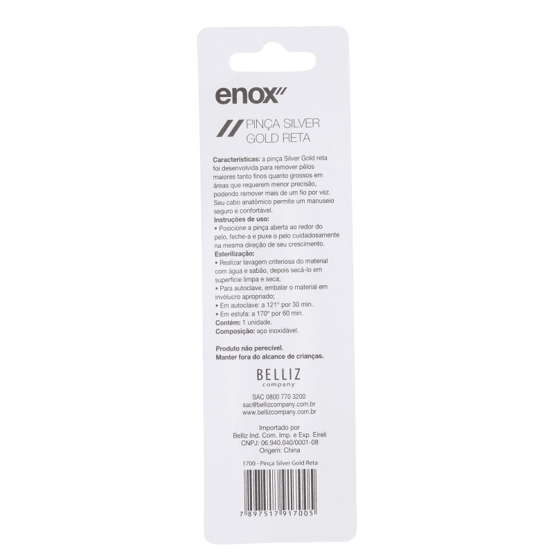 Enox Silver Gold Reta - Pinça
