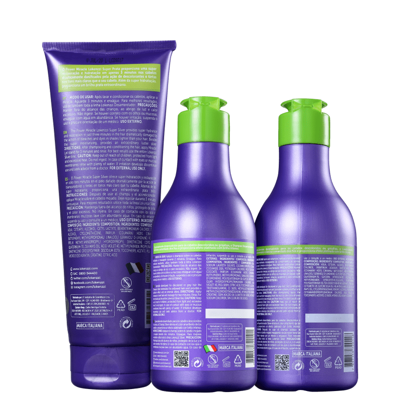 Kit Lokenzzi Silver Desamarelador Power Miracle (3 Produtos)
