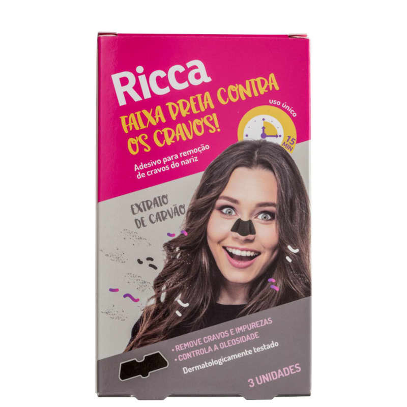 Ricca Faixa Preta Contra os Cravos - Adesivo Removedor de Cravos (3 Unidades)