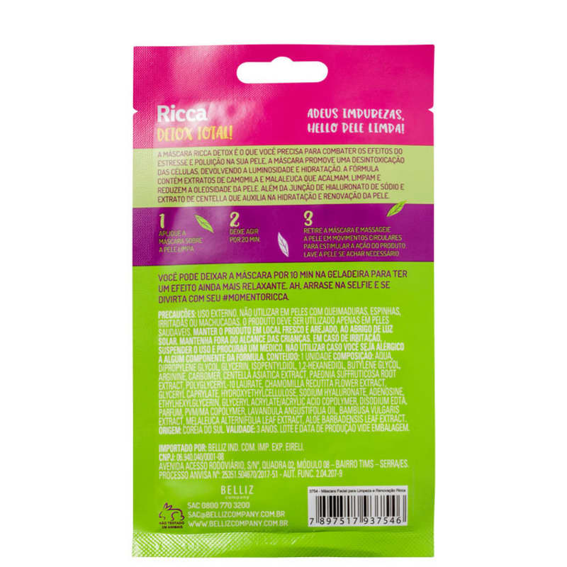 Ricca Detox Total - Máscara de Limpeza Facial (1 unidade)