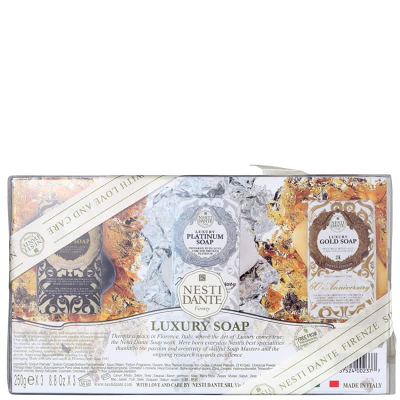 Kit Nesti Dante Luxury Black, Gold e Platinum - Sabonetes em Barra 3x250g