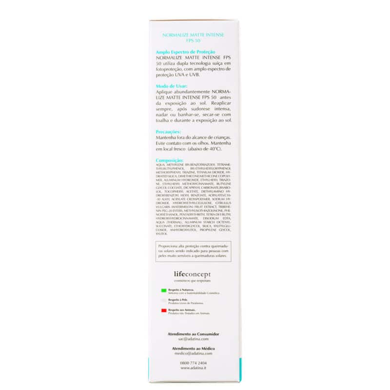 Ada Tina Normalize Matte Intense FPS50 - Protetor Solar Facial 40ml