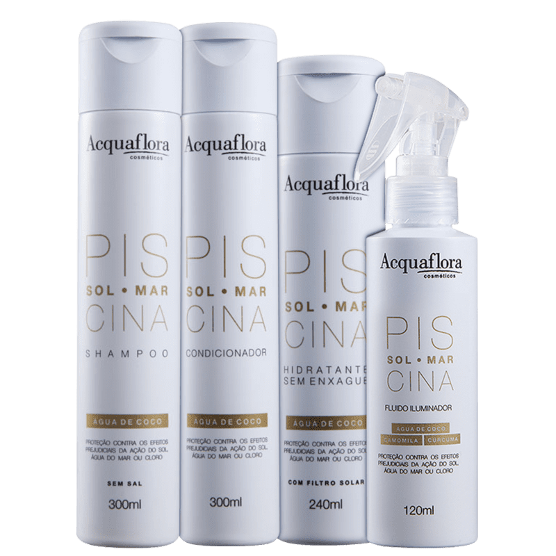 Kit Acquaflora Sol Mar Piscina Leave-In Iluminador (4 Produtos) Menor preço em Kit Acquaflora Sol Mar Piscina Leave-In Iluminador (4 Produtos)