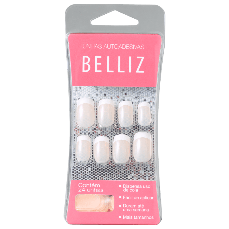 Belliz Autoadesivas Francesinha Rosa - Unhas Postiças (2 4 Unidades)