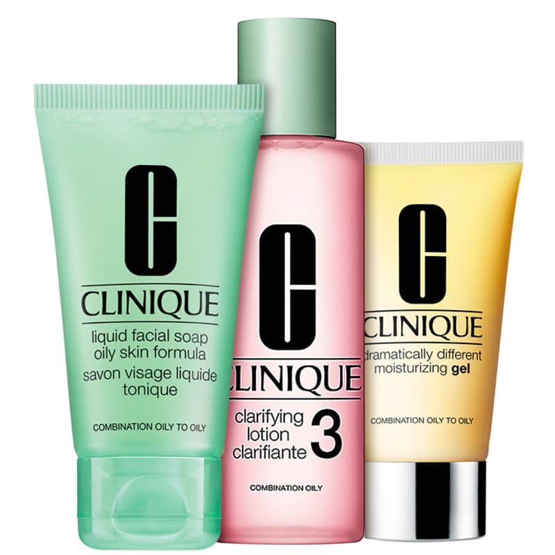 Kit Clinique Sistema 3 Passos Pele 3 Mista para Oleosa (3 produtos)