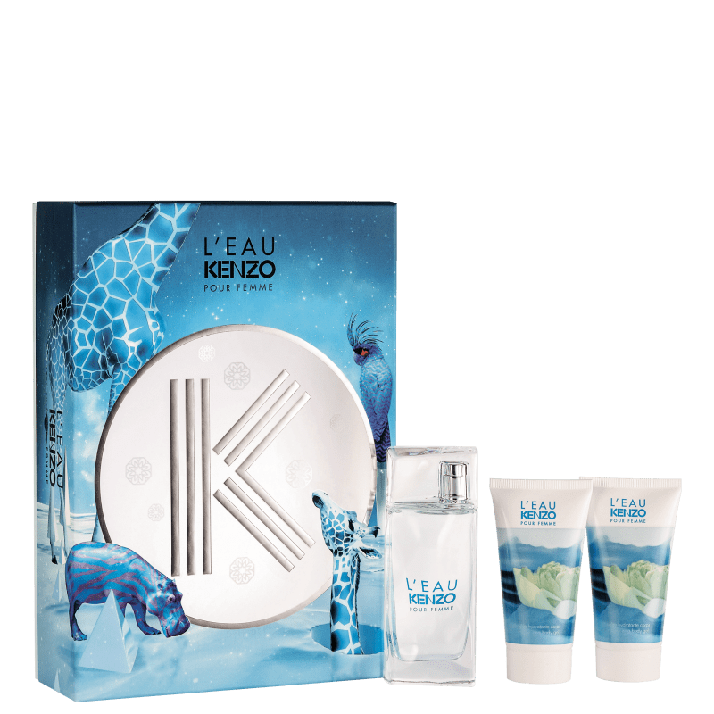 Conjunto L'Eau Kenzo Pour Femme Trio Feminino - Eau de Toilette 50ml + Gel de Banho 50ml + Gel Corporal 50ml