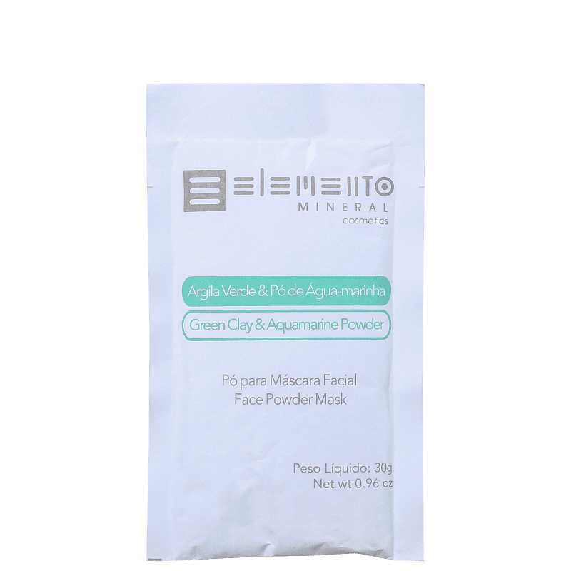 Elemento Mineral Argila Verde &, Pó de Água-marinha - Máscara Facial 30g