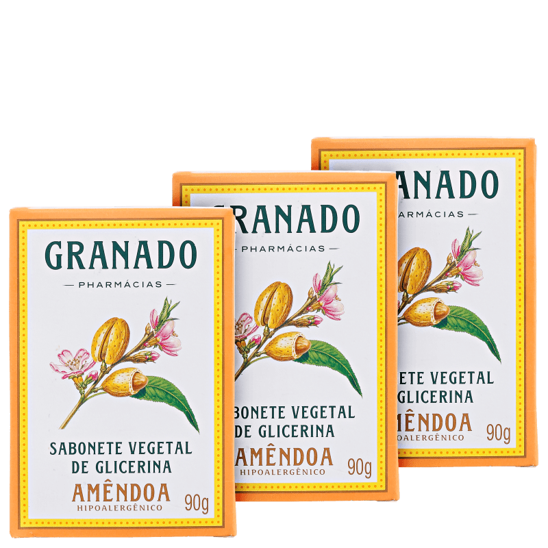 Granado Vegetal de Glicerina e Amêndoas - Sabonete em Barra 3x90g