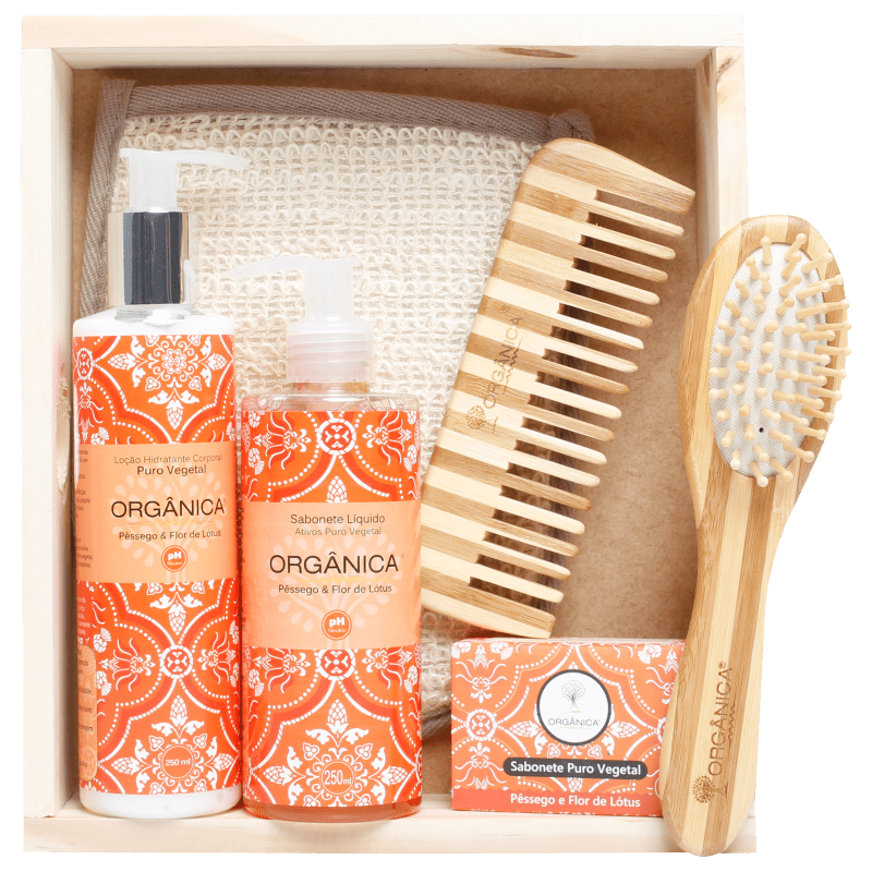 Kit Banho Orgânica Natural Pêssego & Flor de Lótus (6 produtos)