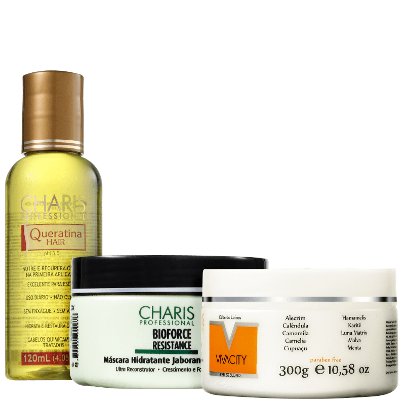 Kit Charis Cronograma Capilar para Loiras (3 Produtos)