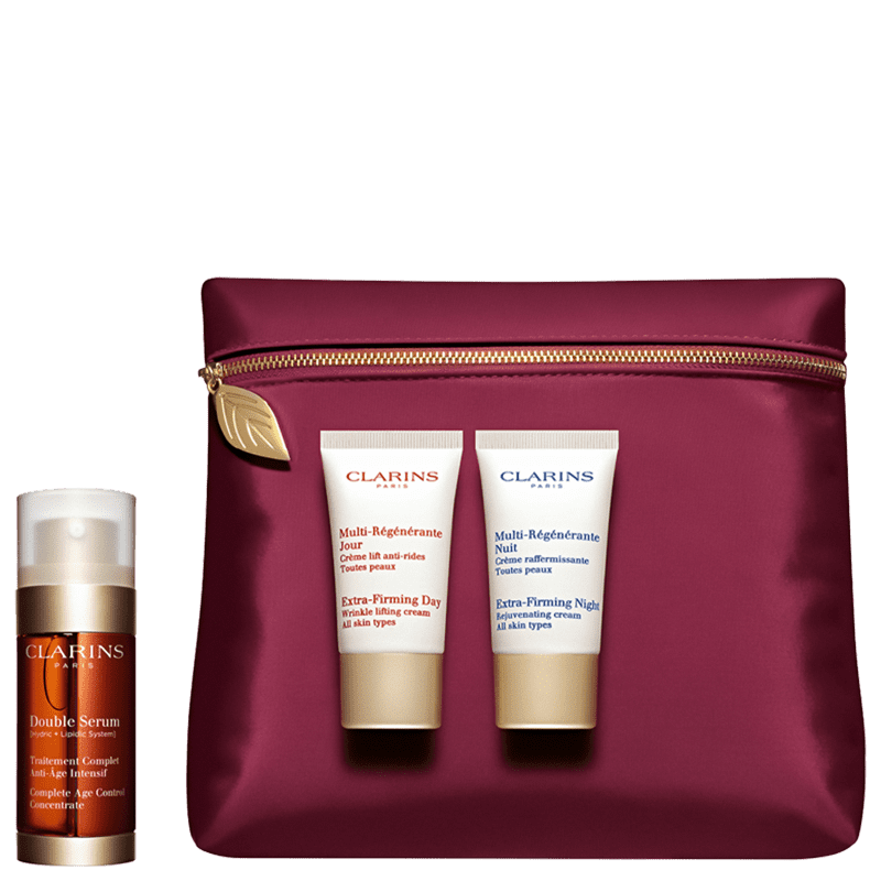 Kit Clarins Double Serum Pack (3 Produtos + Nécessaire)