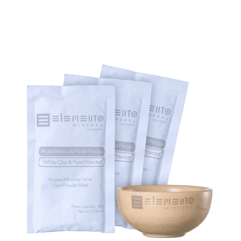 Kit Elemento Mineral Argila Branca & Pó de Pérolas (4 produtos)