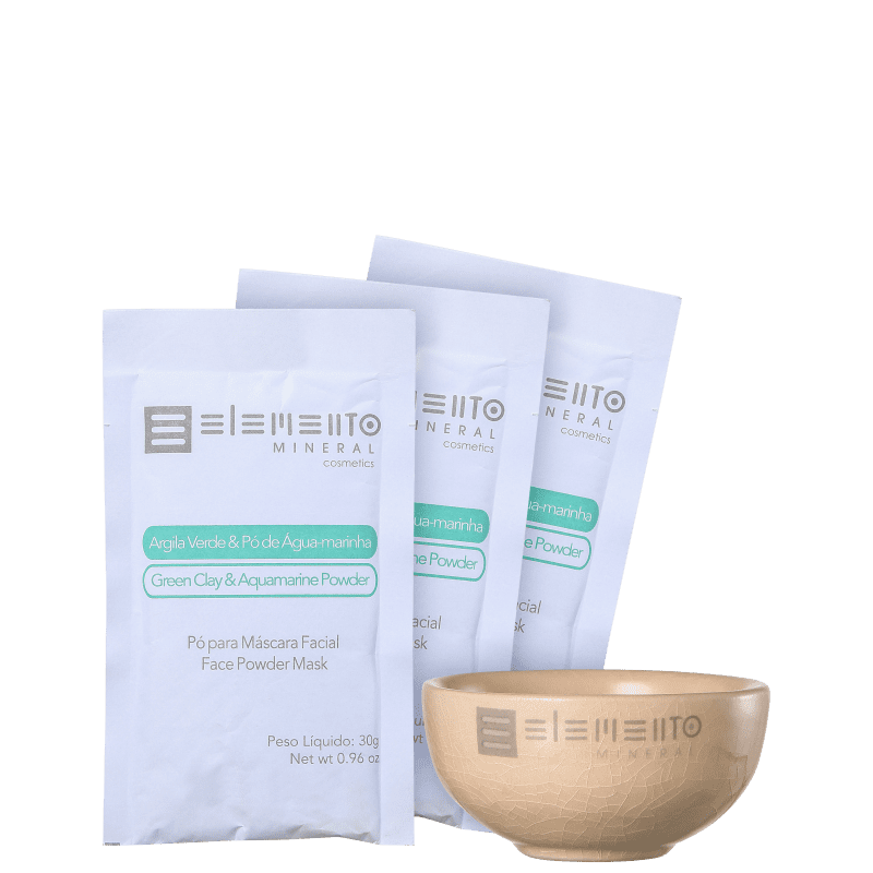 Kit Elemento Mineral Argila Verde & Pó de Aguamarinha (4 produtos)