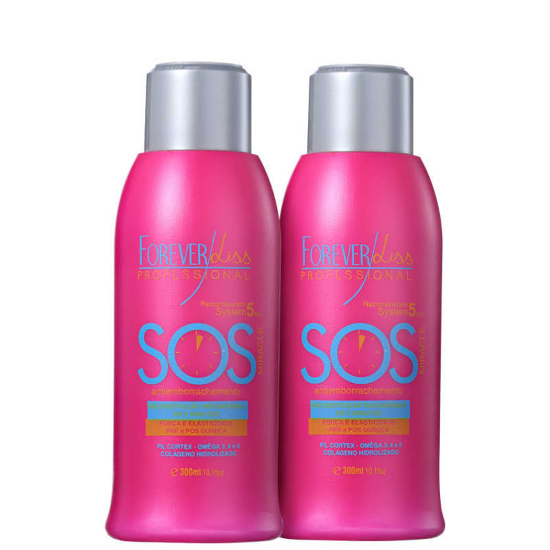 Kit Forever Liss Professional SOS Antiemborrachamento Double - Máscaras de Reconstrução 2x300ml