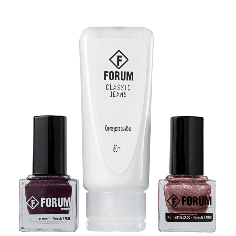 Kit Forum Purple, Glam e Classic Jeans de Esmaltes (3 produtos)