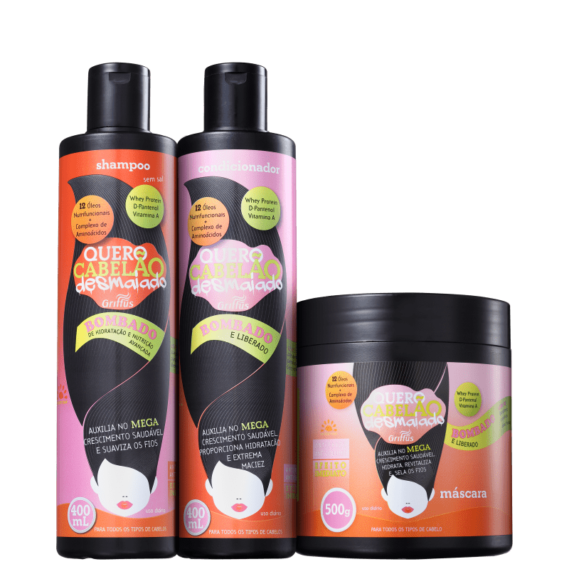 Kit Griffus Quero Cabelão Desmaiado Tratamento (3 Produtos)